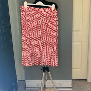 Tory Burch Red and White Floral A-Line Skirt